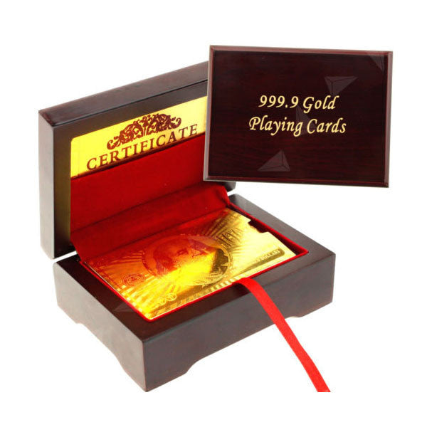 Gold Plated Playing Cards in a box whte background