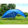 large storm tent with one side closed