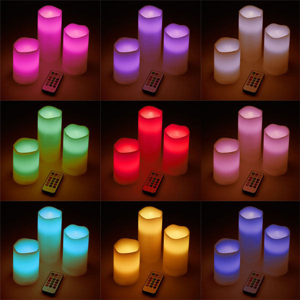 vanilla scented flameless candles in different shades