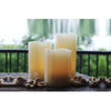 vanilla- cented flameless candles in outdoor